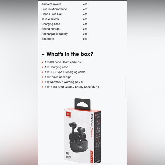 [SOLD] NEW JBL Vibe Beam wireless Bluetooth earbuds - Picture 7 of 8